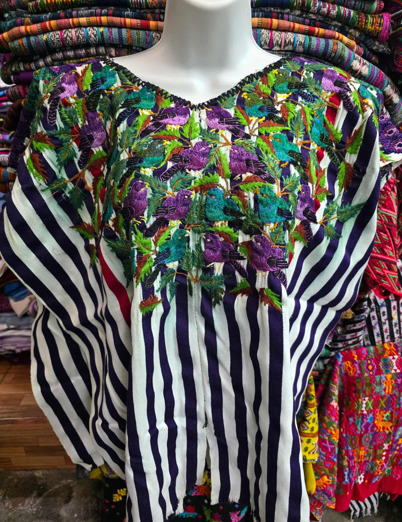 Turquoise and Berry Birds Santiago Huipil #9-411