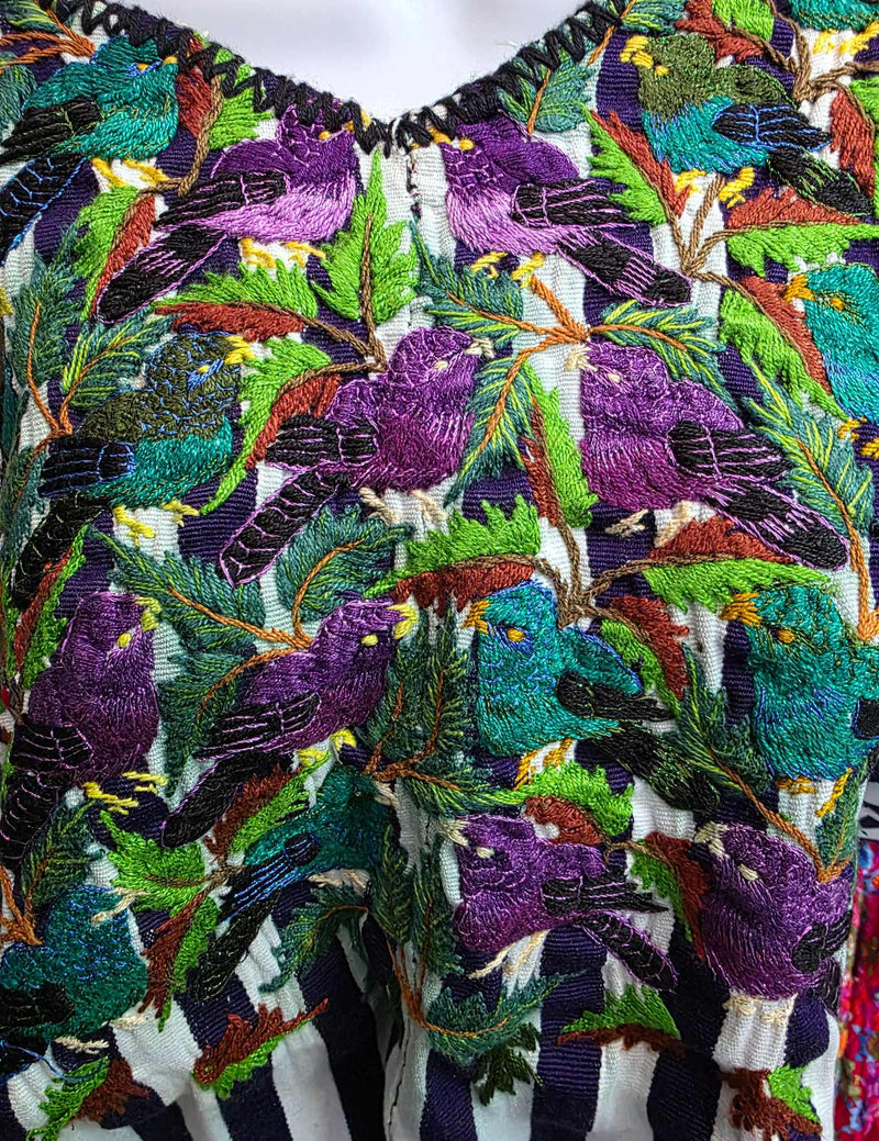 Turquoise and Berry Birds Santiago Huipil #9-411