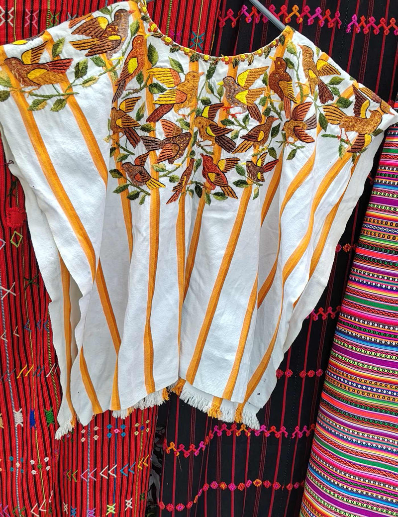 Mustard and White Santiago Huipil #9-419