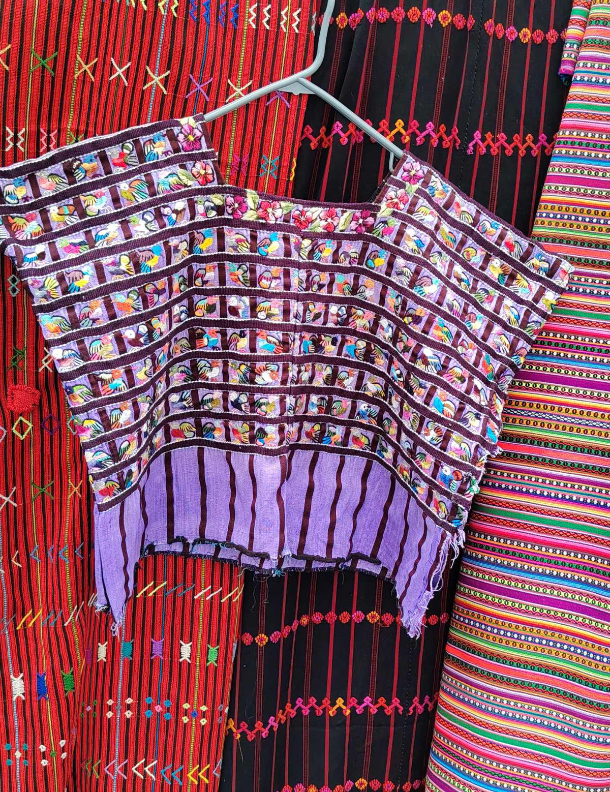 Purple with Tiny Birds Santiago Huipil #9-422