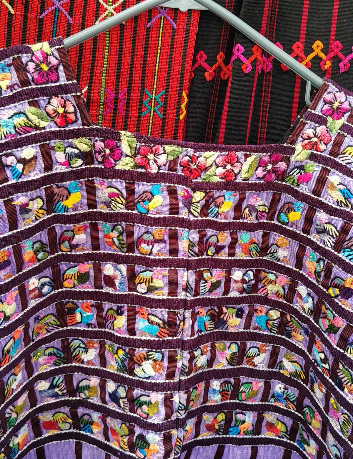 Purple with Tiny Birds Santiago Huipil #9-422