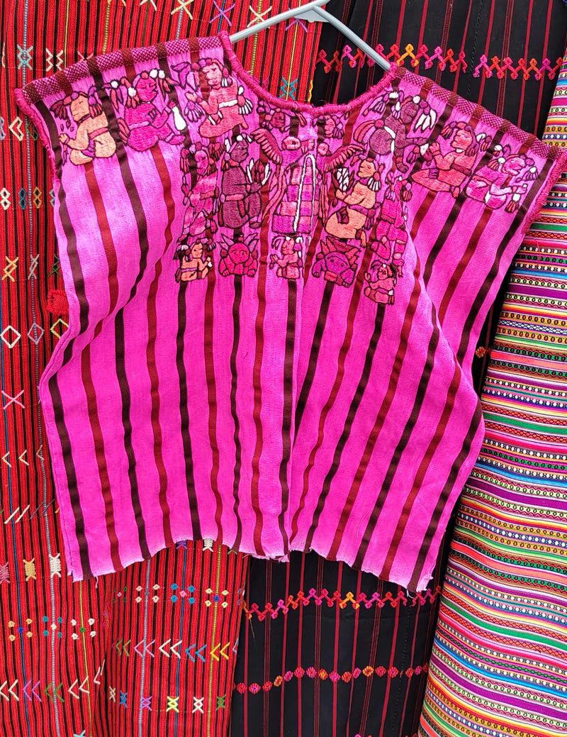 Hot Pink with the Mayans Santiago Huipil #9-424