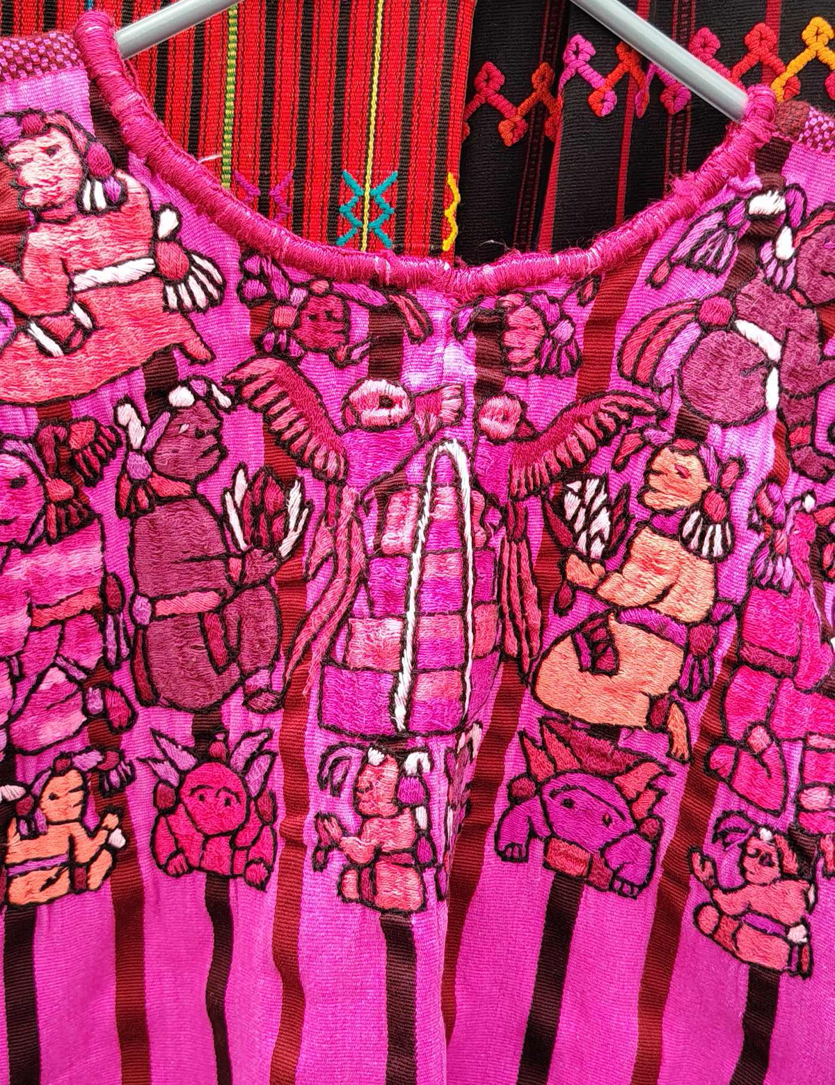 Hot Pink with the Mayans Santiago Huipil #9-424