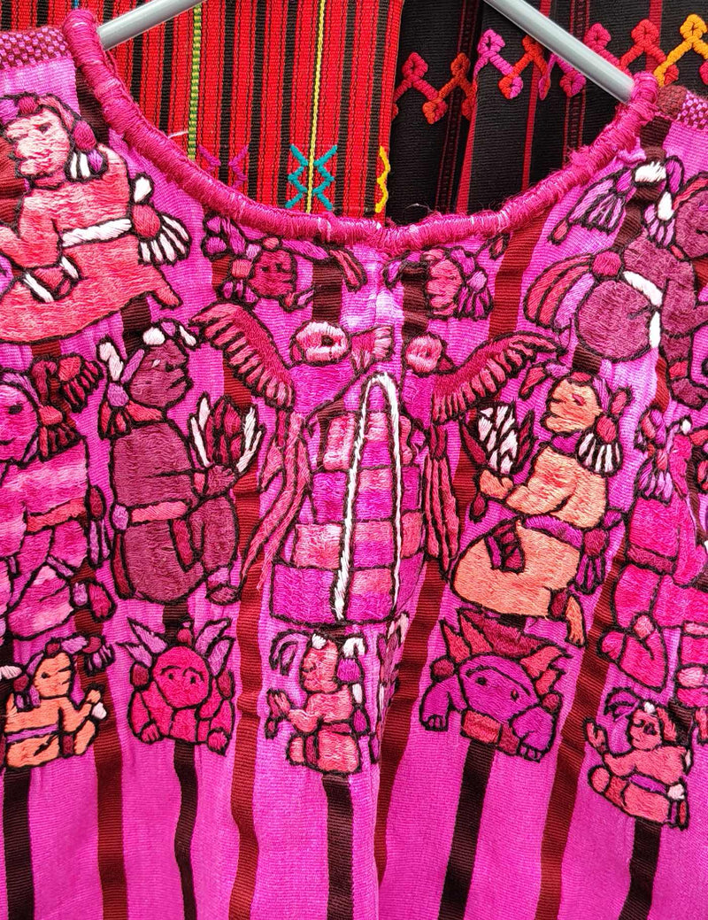 Hot Pink with the Mayans Santiago Huipil #9-424