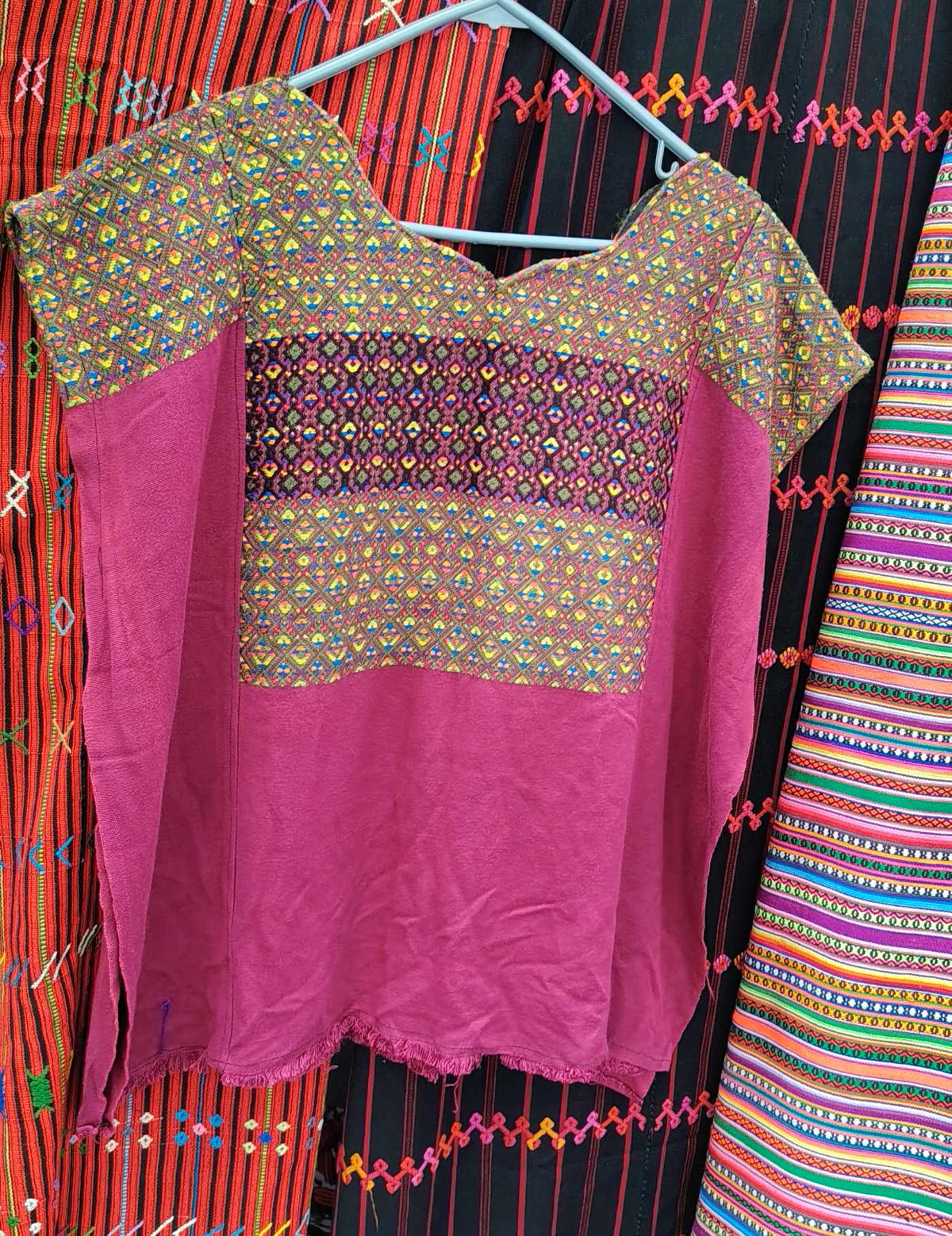 Pink with Geometrics Nahualá Huipil #9-425