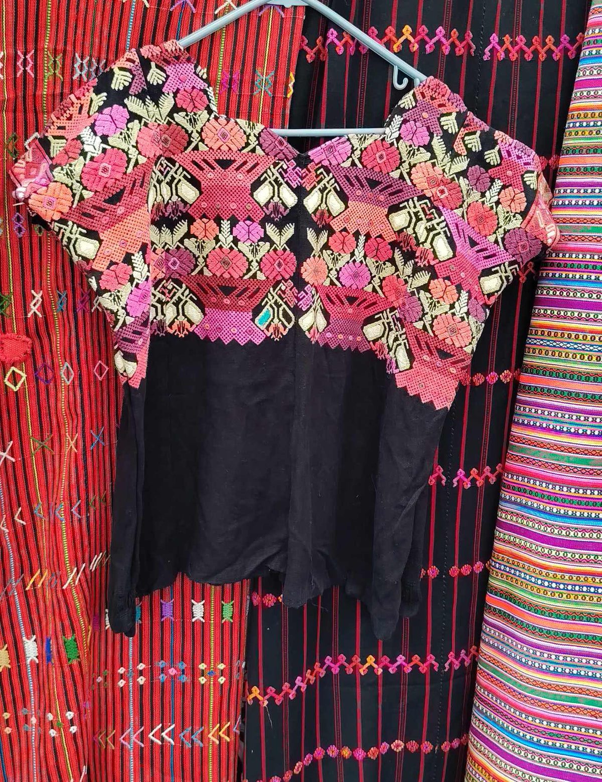 Pink and Black Nahualá Huipil #9-426