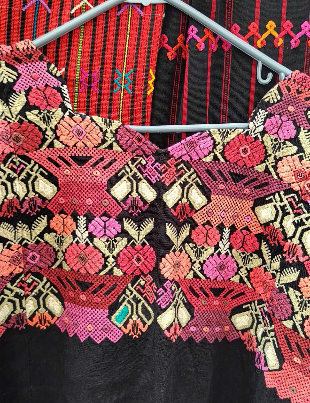 Pink and Black Nahualá Huipil #9-426