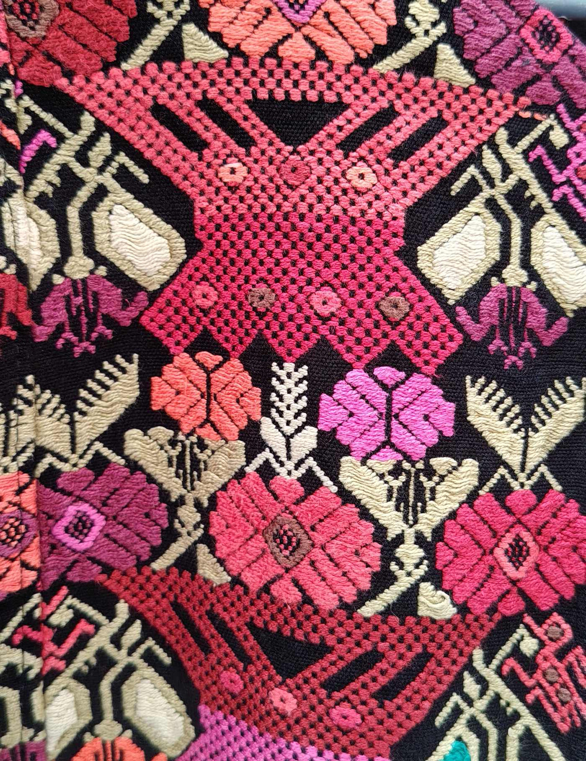 Pink and Black Nahualá Huipil #9-426