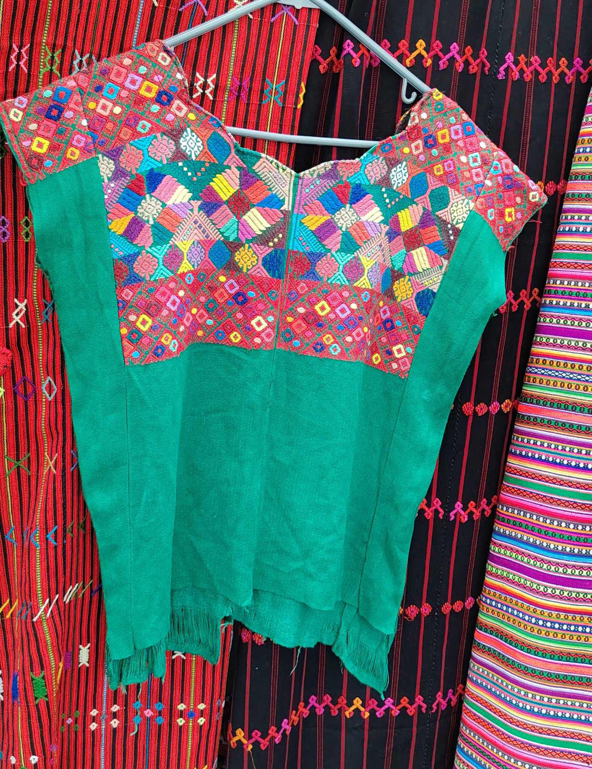 Pink and Green Nahualá Huipil #9-427