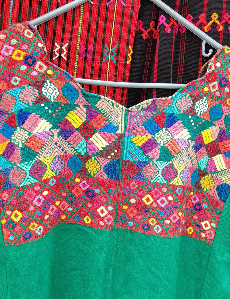 Pink and Green Nahualá Huipil #9-427