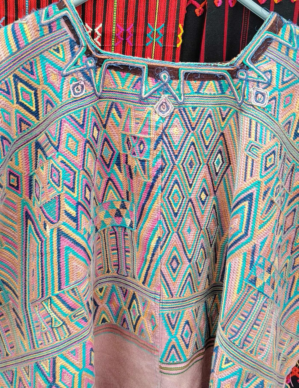 Colourful on Coral Nebaj Huipil #9-429