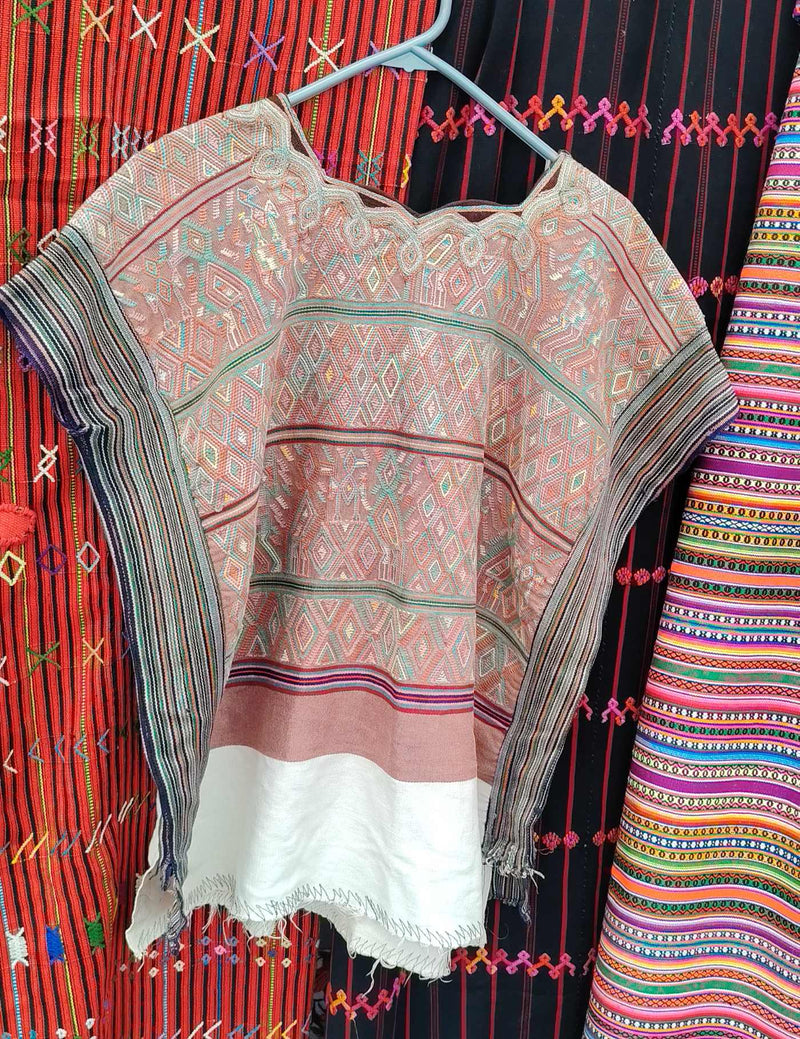 Muted Coral and Mint Nebaj Huipil #9-431