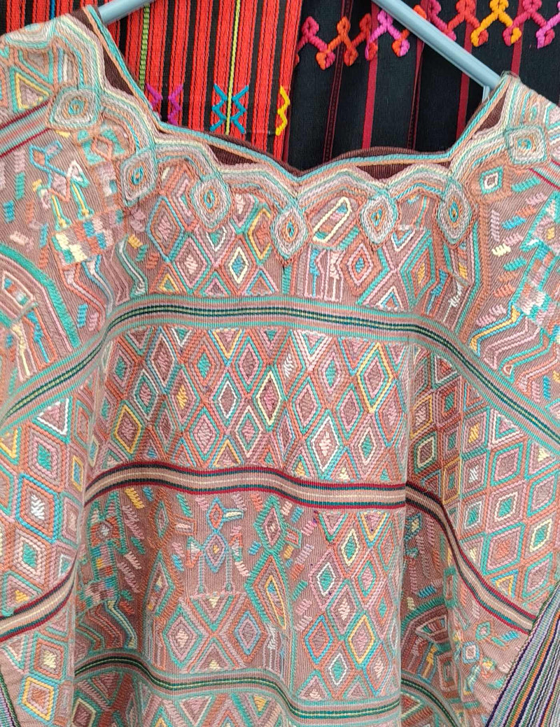 Muted Coral and Mint Nebaj Huipil #9-431