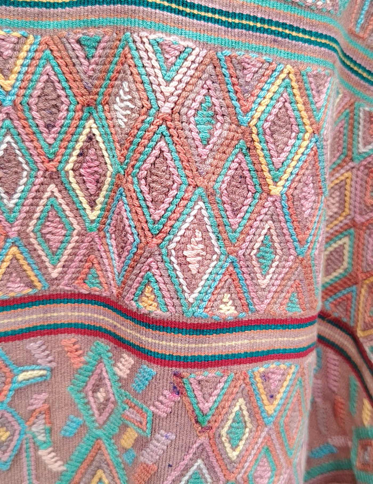 Muted Coral and Mint Nebaj Huipil #9-431
