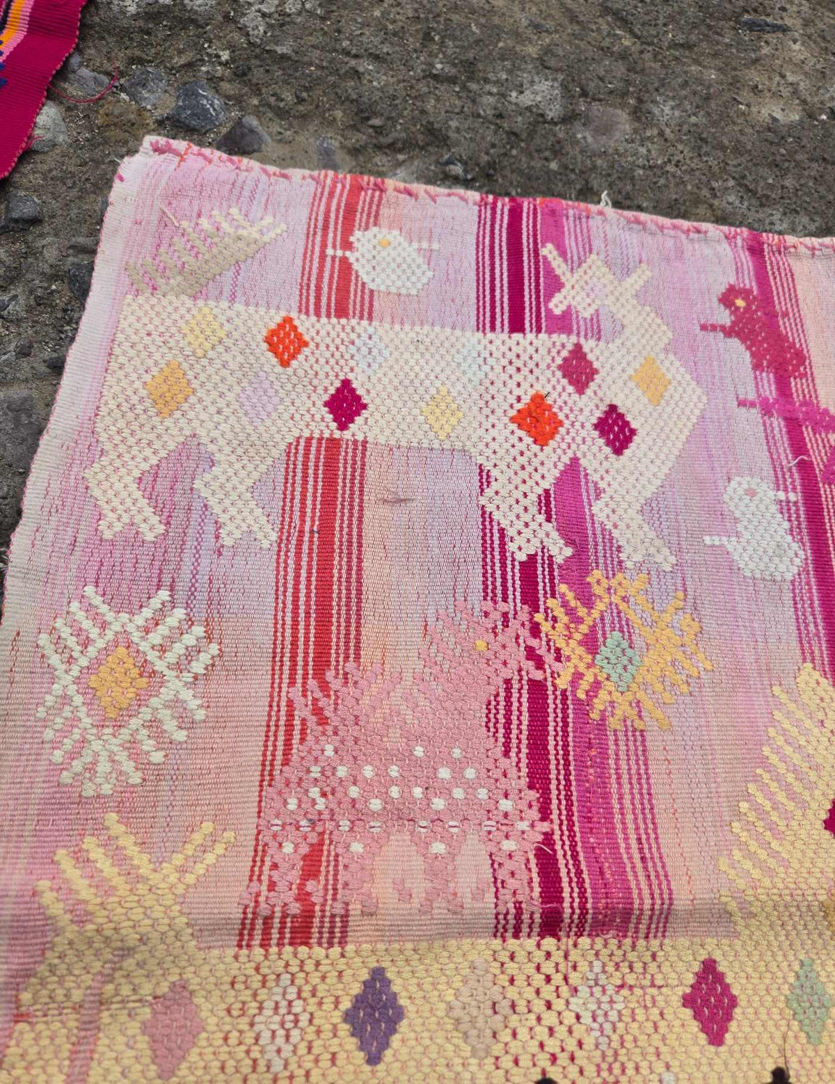 Faded Coral and Lilac Chichicastenango Tzute #9-452