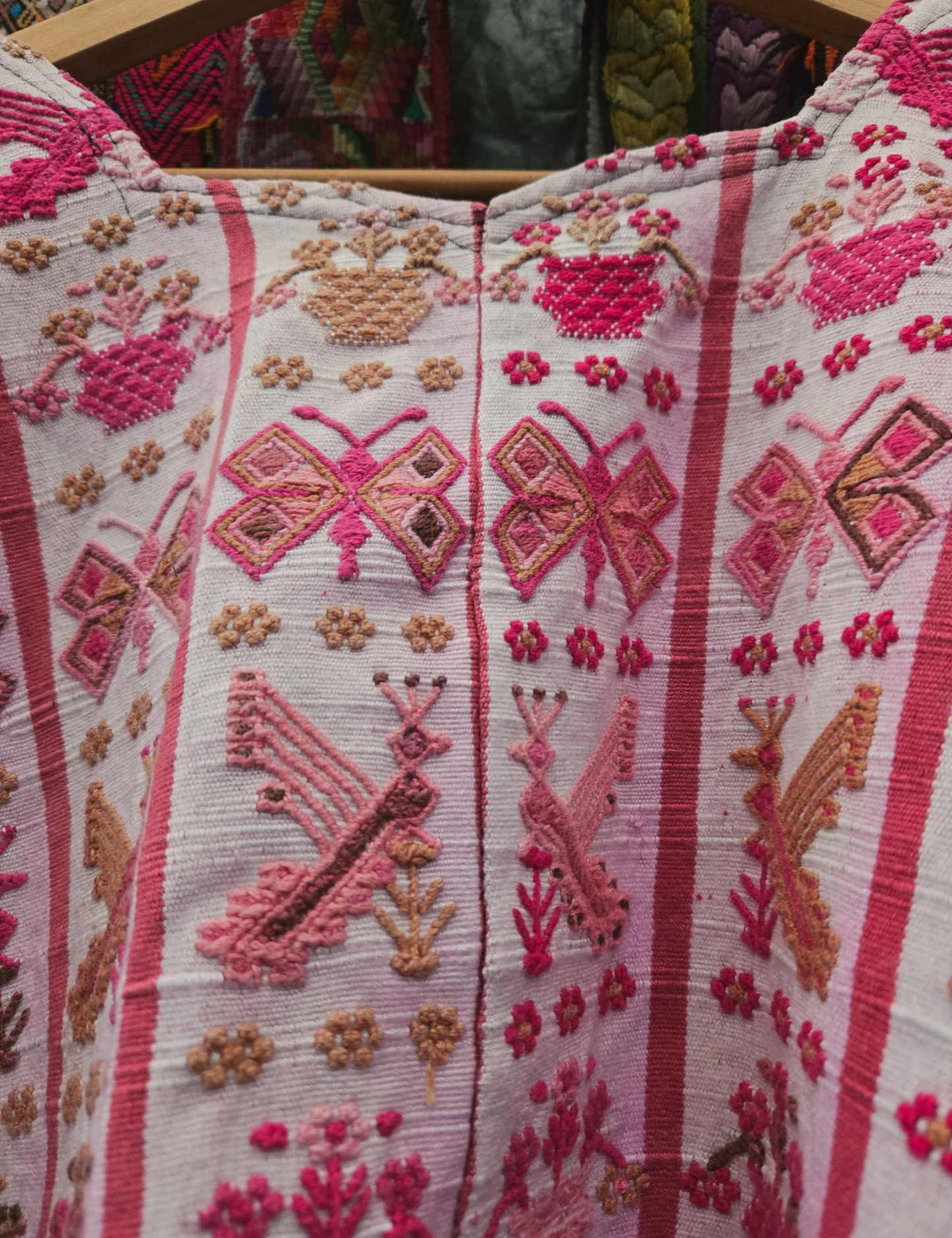 White with Pink Butterflies San Lucas Tolimán Huipil #9-475