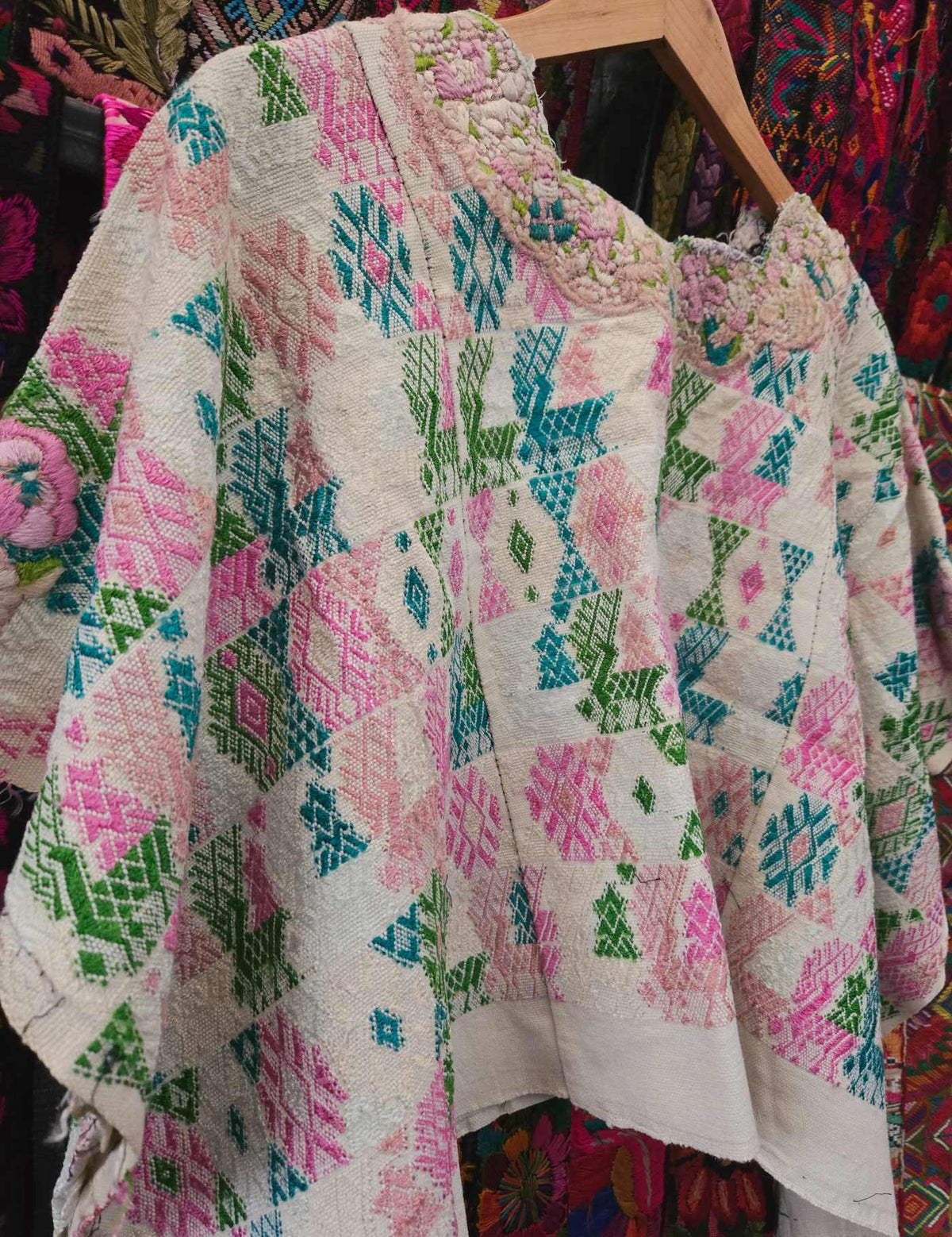 Pink and White Cobán Huipil #9-476