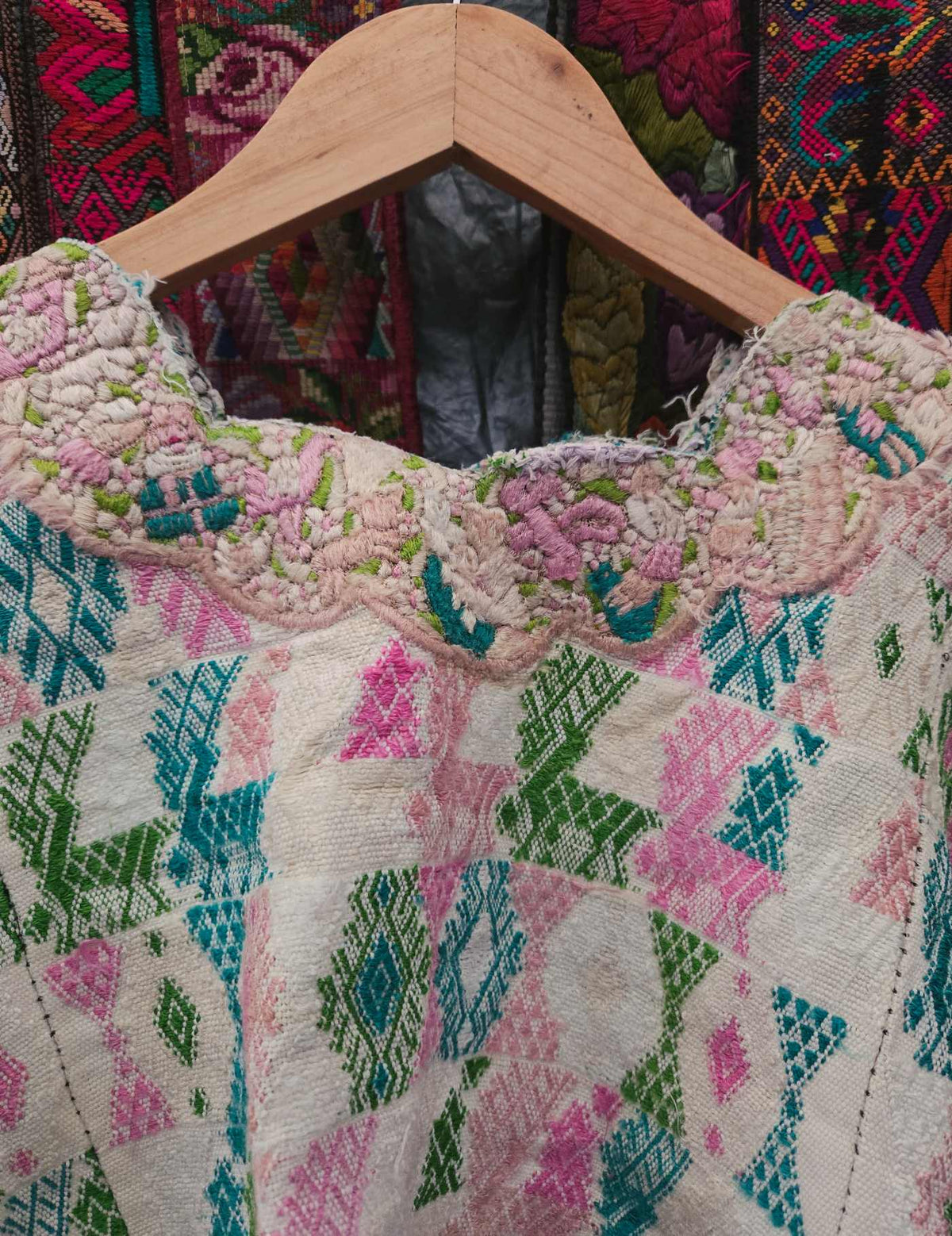 Pink and White Cobán Huipil #9-476