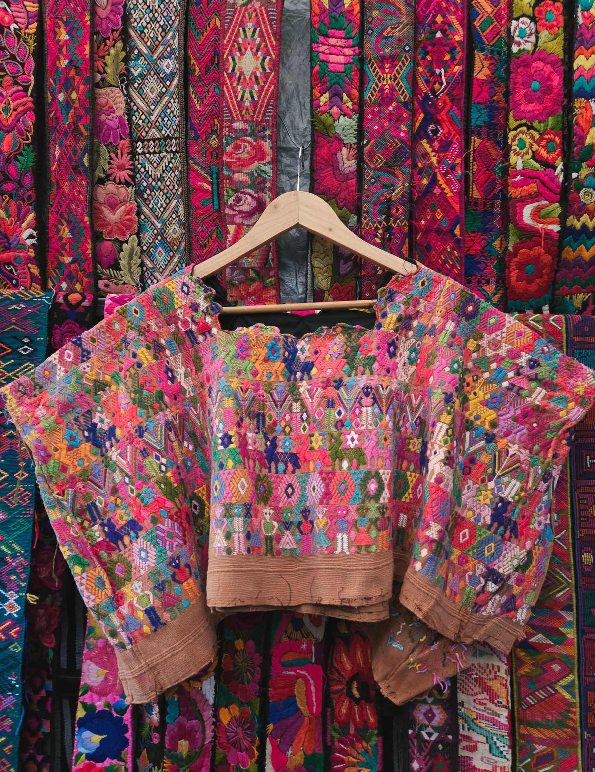 Colourful on Brown Cobán Huipil #9-479