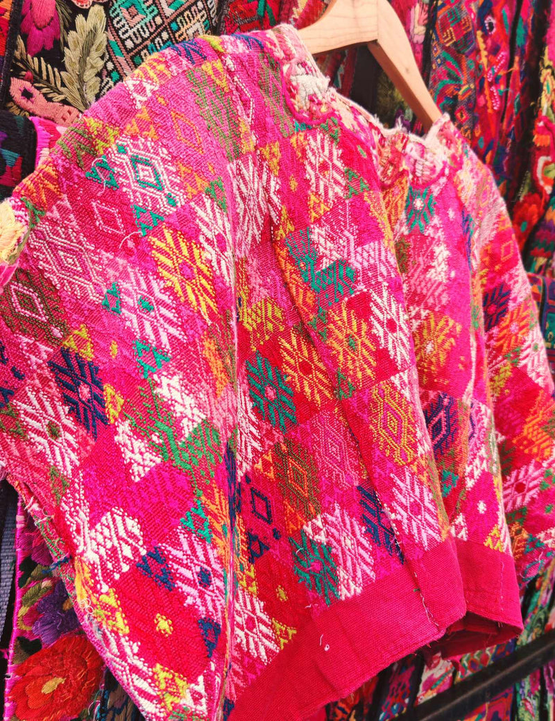 Red and Pink Cobán Huipil #9-480