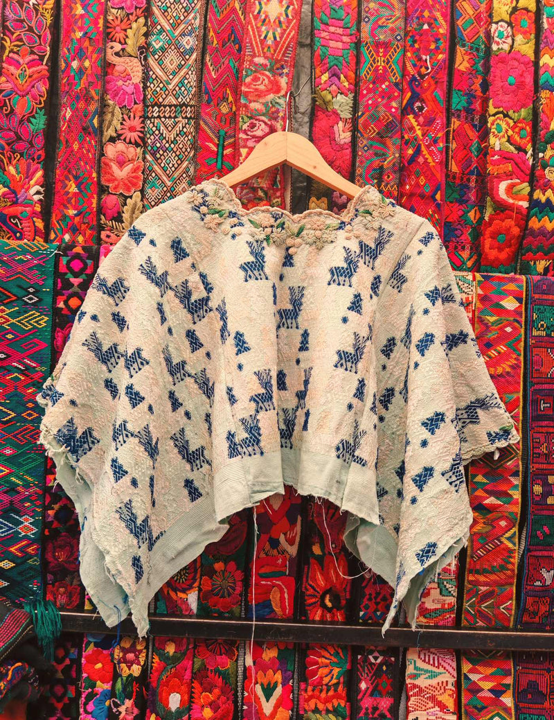 Blush and Blue Cobán Huipil #9-481