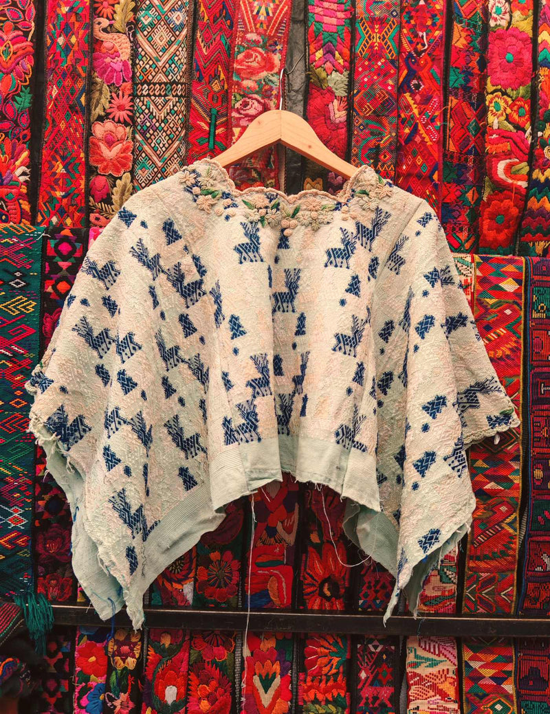Blush and Blue Cobán Huipil #9-481