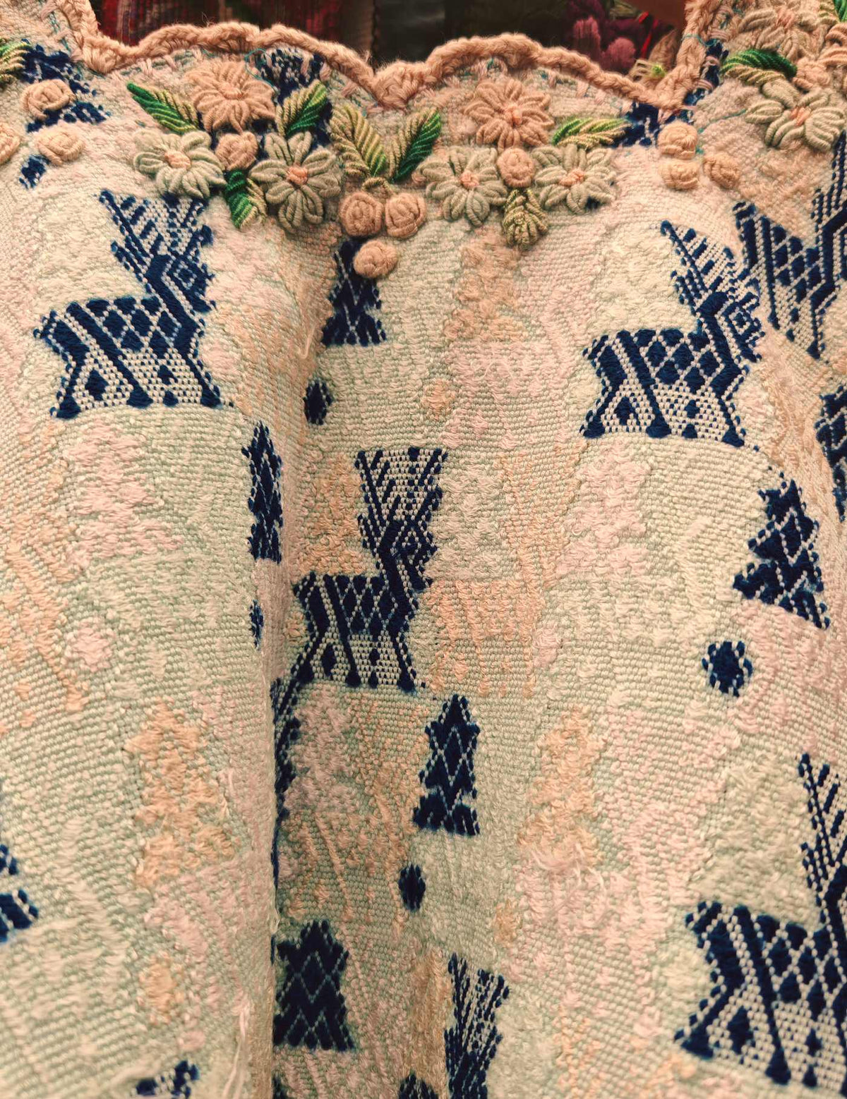 Blush and Blue Cobán Huipil #9-481