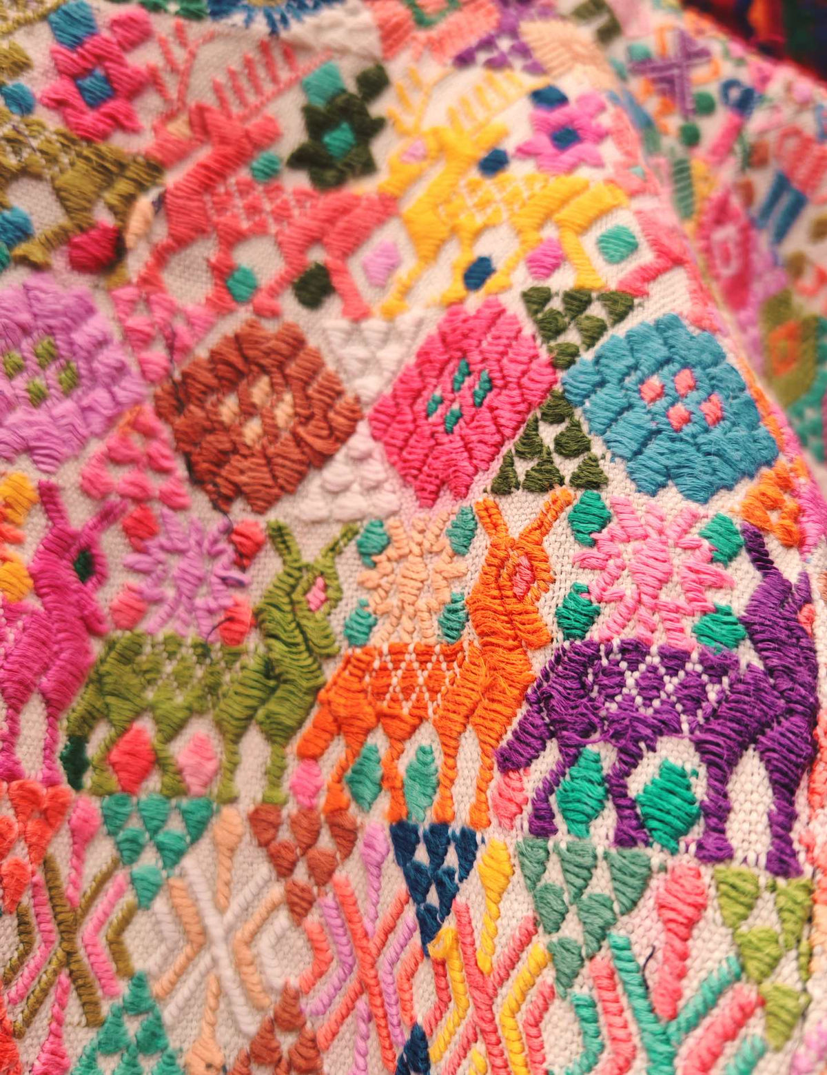 Colourful on White Cobán Huipil #9-485