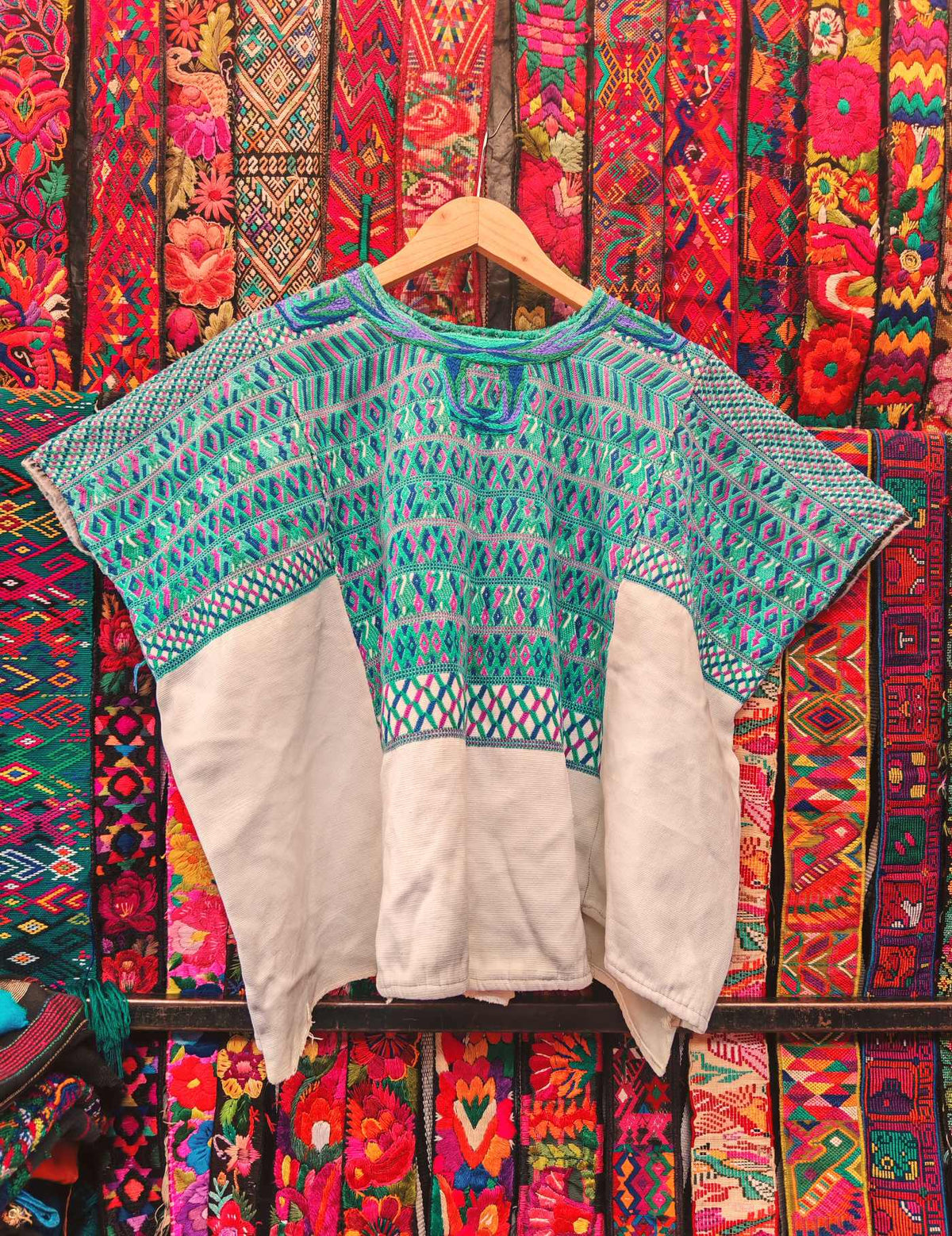 Blue and White San Juan Cotzal Huipil #9-486