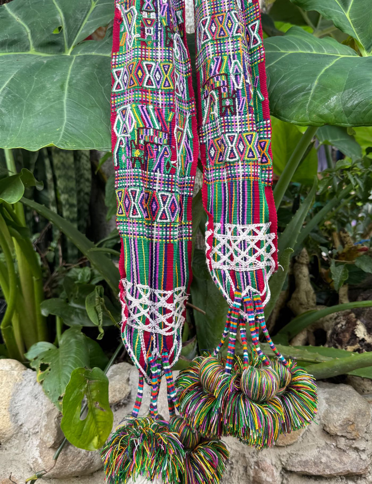 Green and red striped brocade Nebaj Tocoyal #9-488
