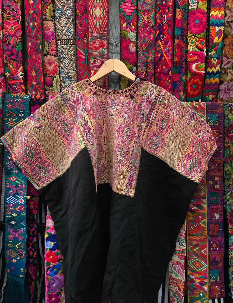 Geometric on Black Chichicastenango Huipil #9-496