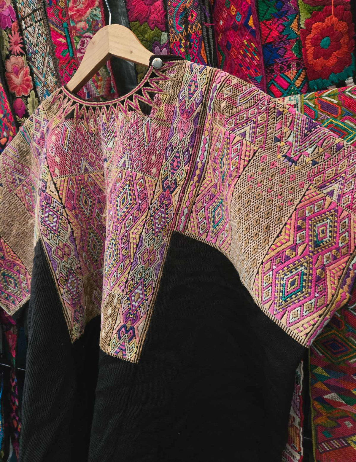 Geometric on Black Chichicastenango Huipil #9-496