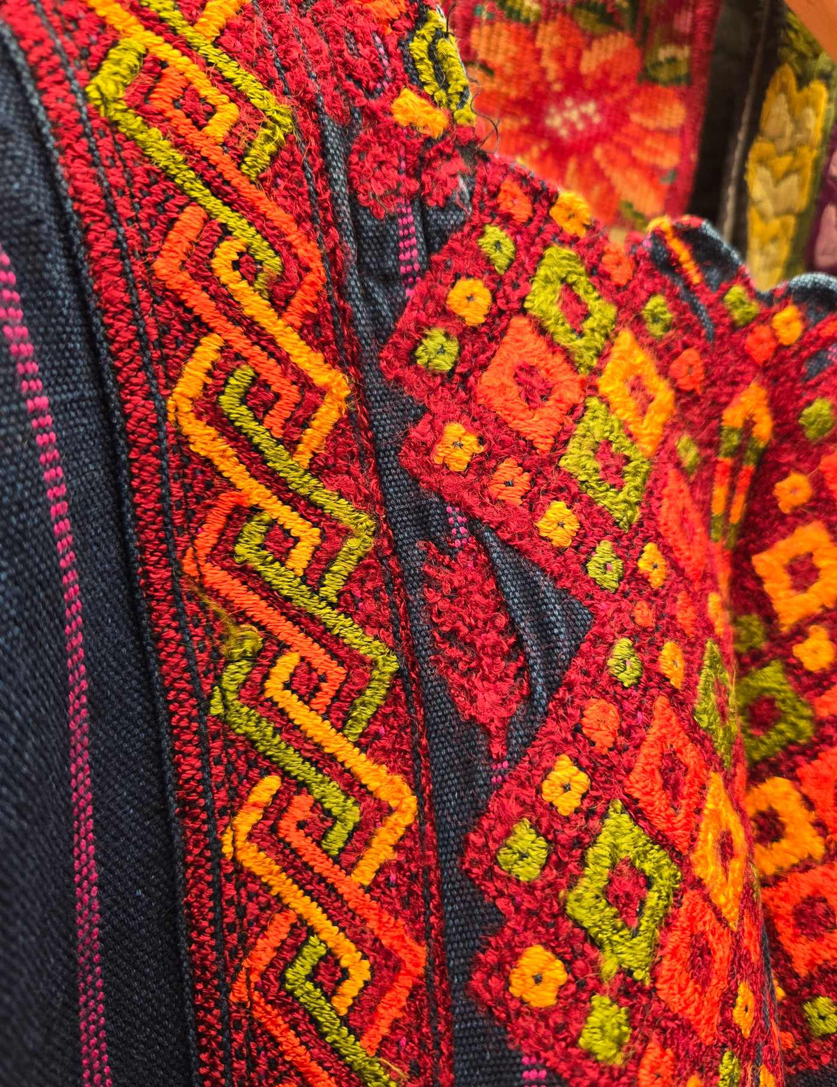 Indigo and Orange Nahualá Huipil #9-502