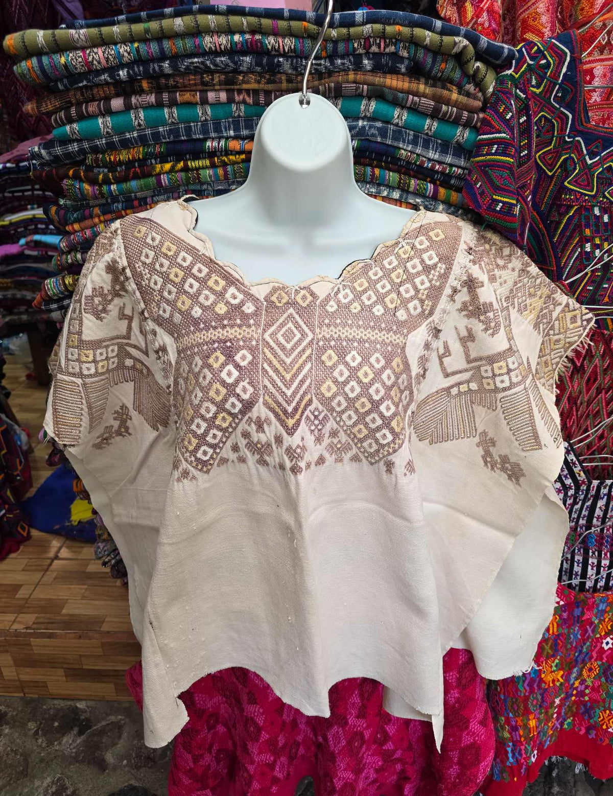 Beige and Cream Santa catarina ixtaguacan Huipil #9-509