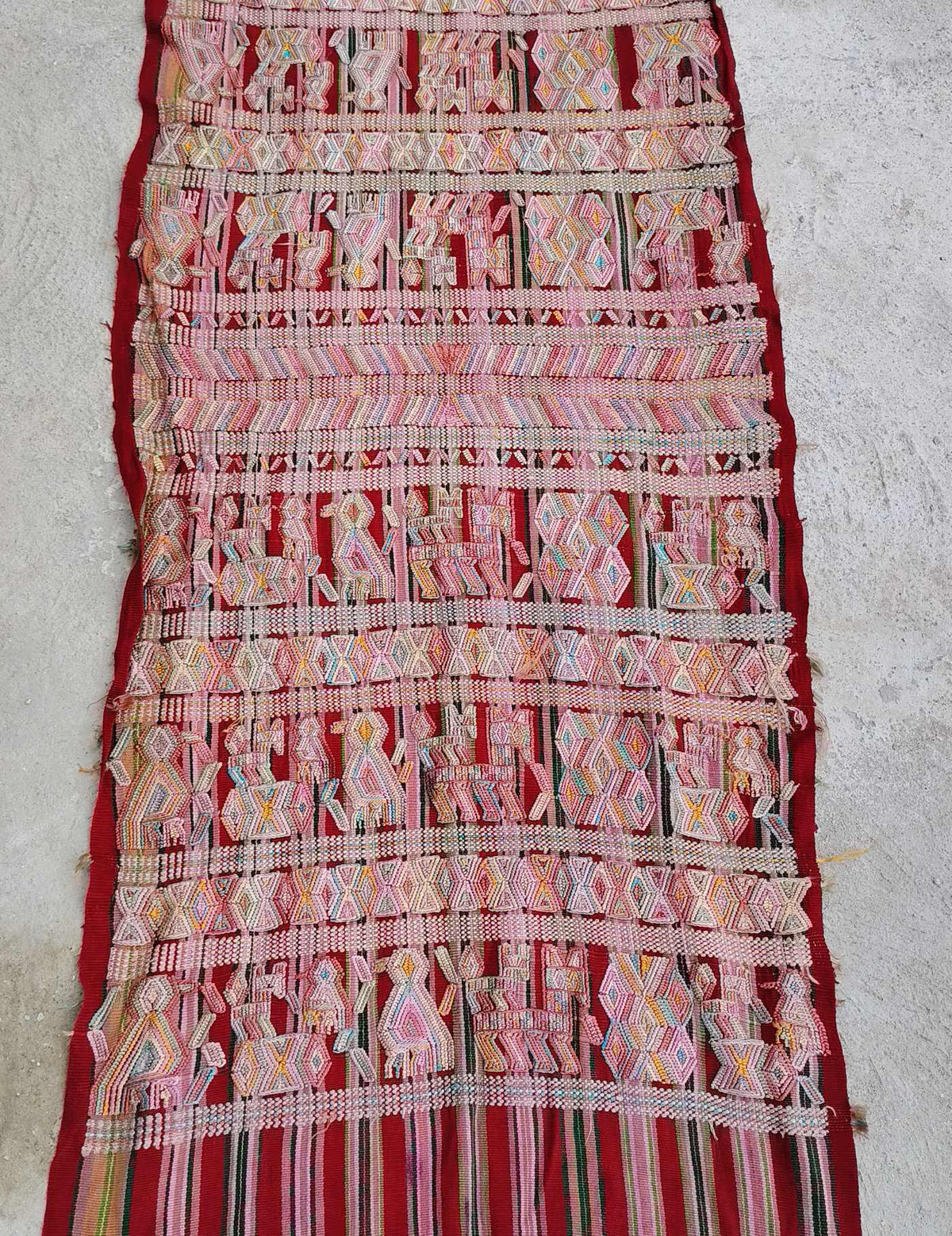 Burgundy and Pink Nebaj Tzute #10-4