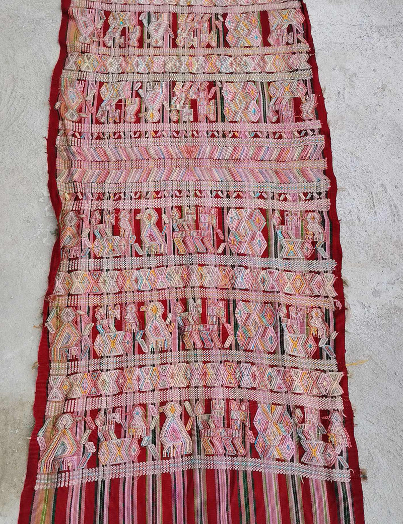 Burgundy and Pink Nebaj Tzute #10-4
