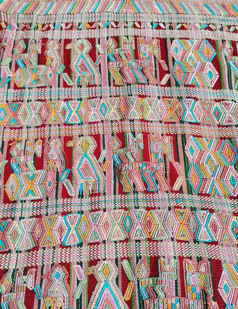 Burgundy and Pink Nebaj Tzute #10-4