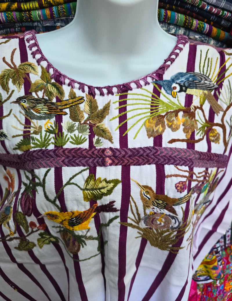 White and Plum Santiago Huipil #10-17