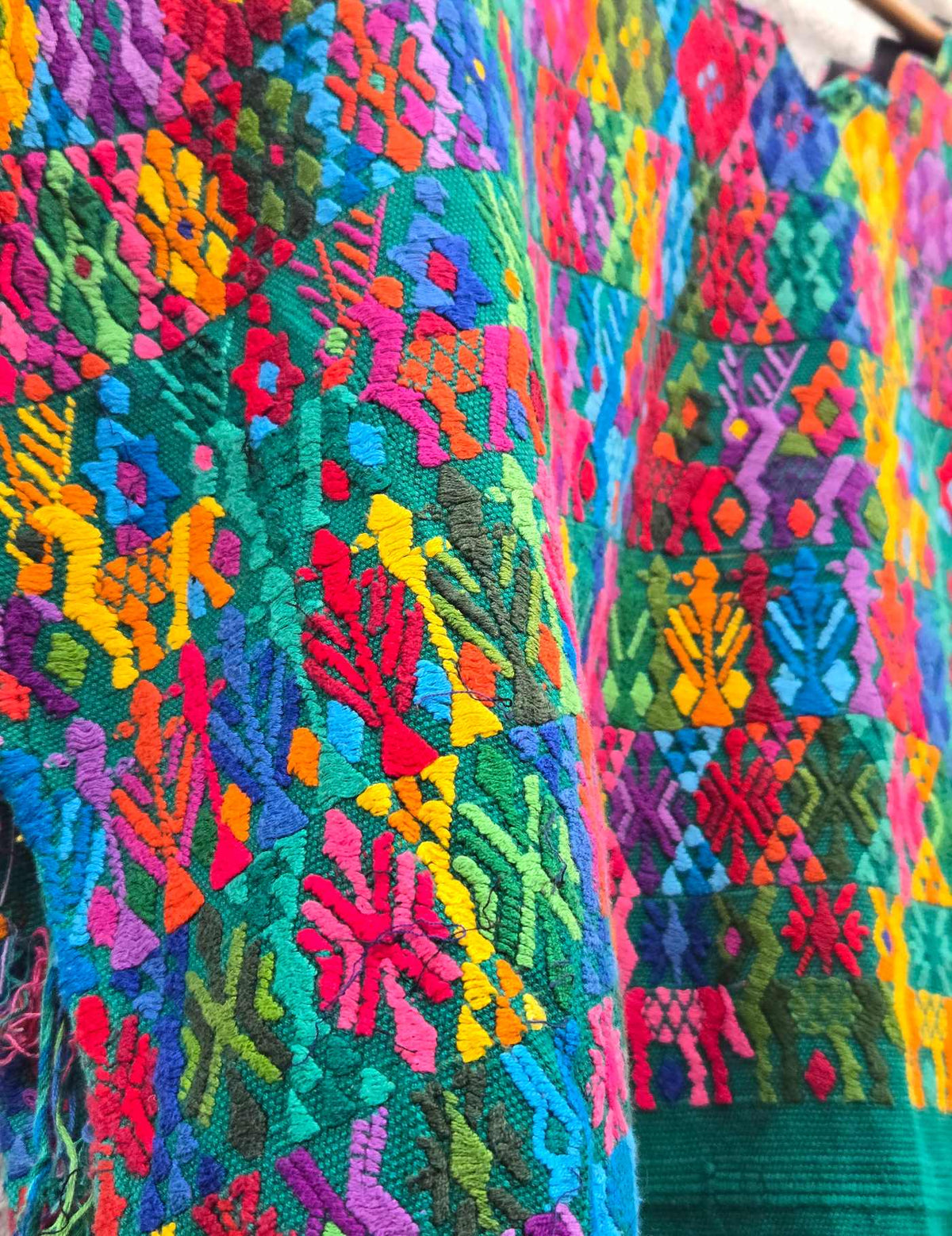 Colourful on Green Cobán Huipil #10-33
