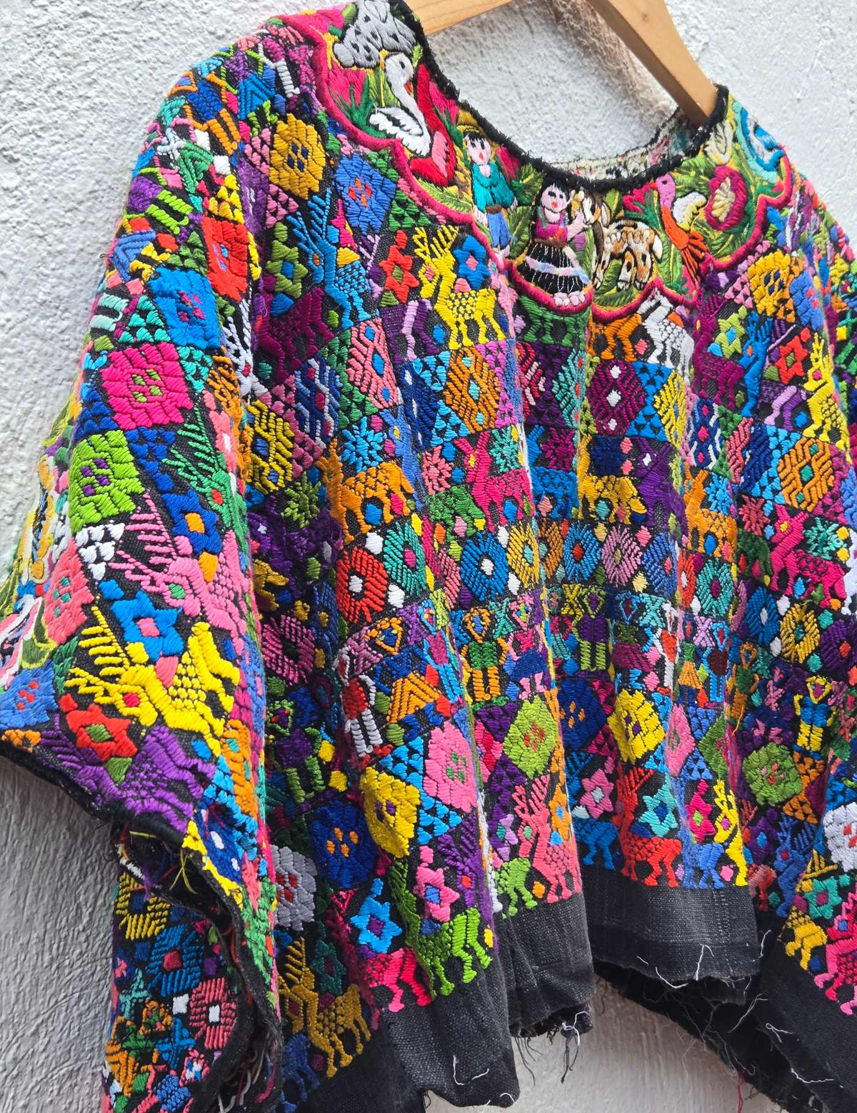 Multicoloured on Black Cobán Huipil #10-35