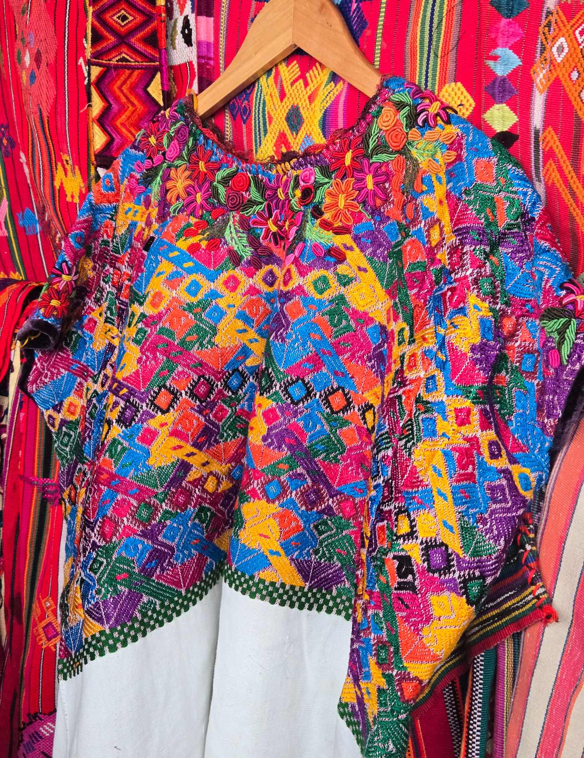 Colourful with Rococo Embroidery Xela Huipil #10-36