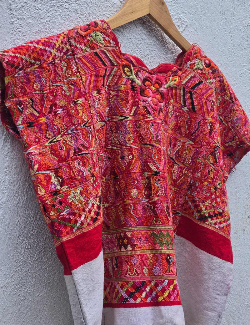 White and Red San Juan Cotzal Huipil #10-41