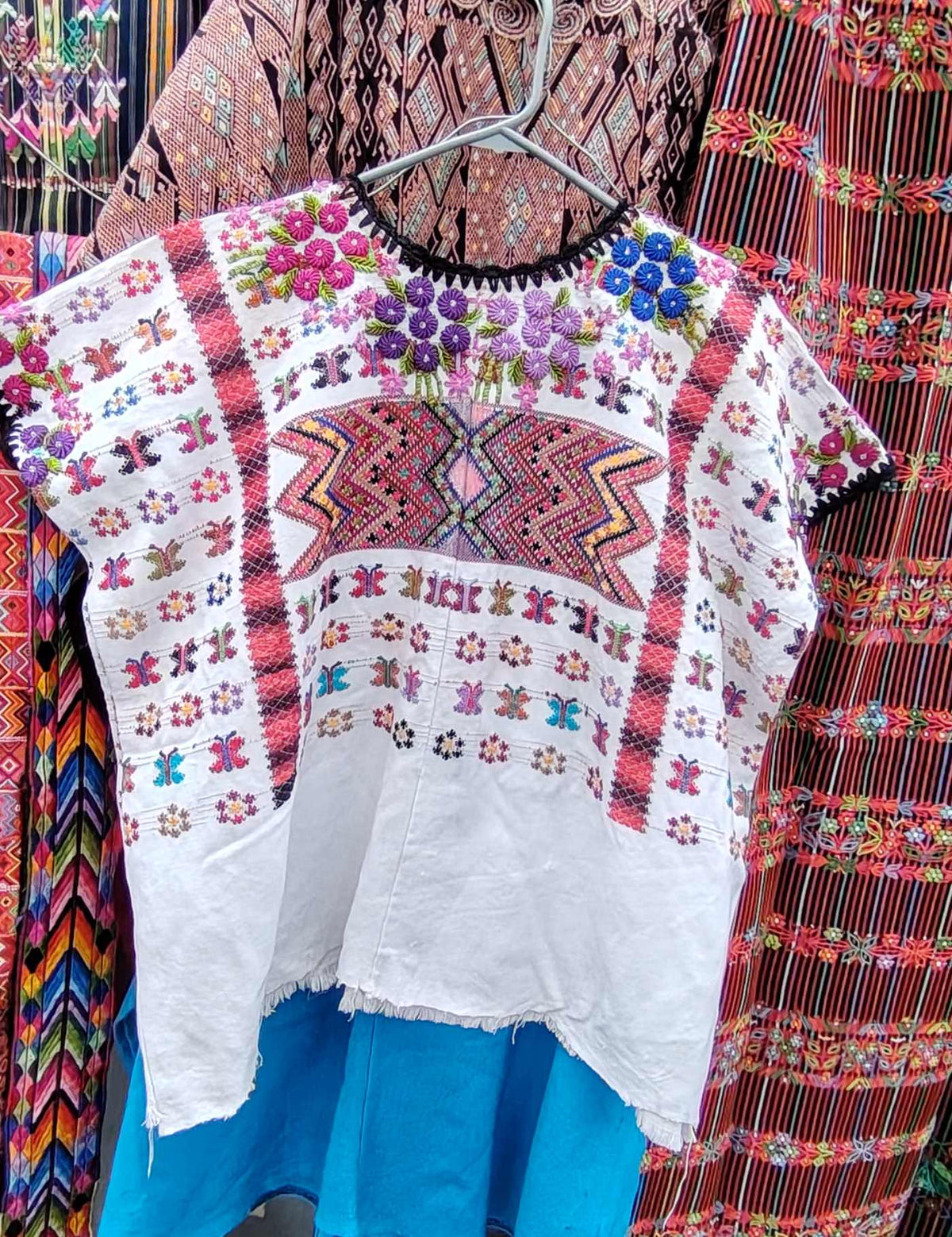 White with Rococo Embroidery San Lucas Tolimán Huipil #10-46