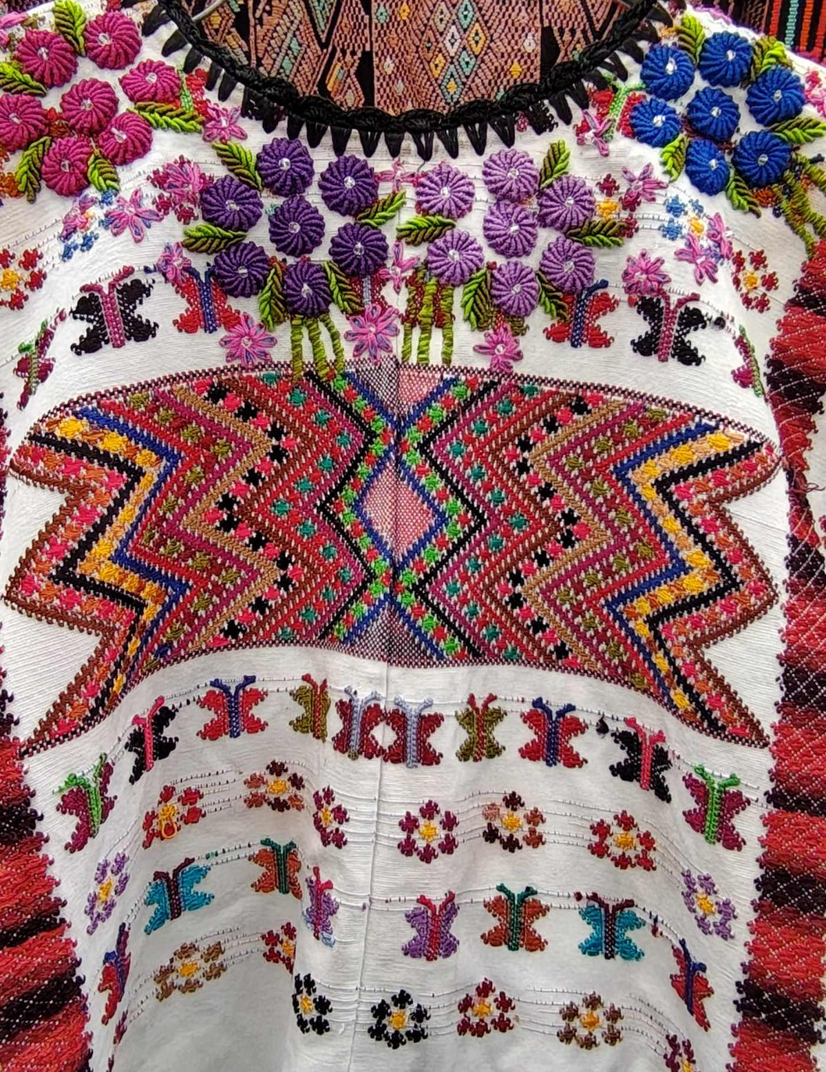 White with Rococo Embroidery San Lucas Tolimán Huipil #10-46