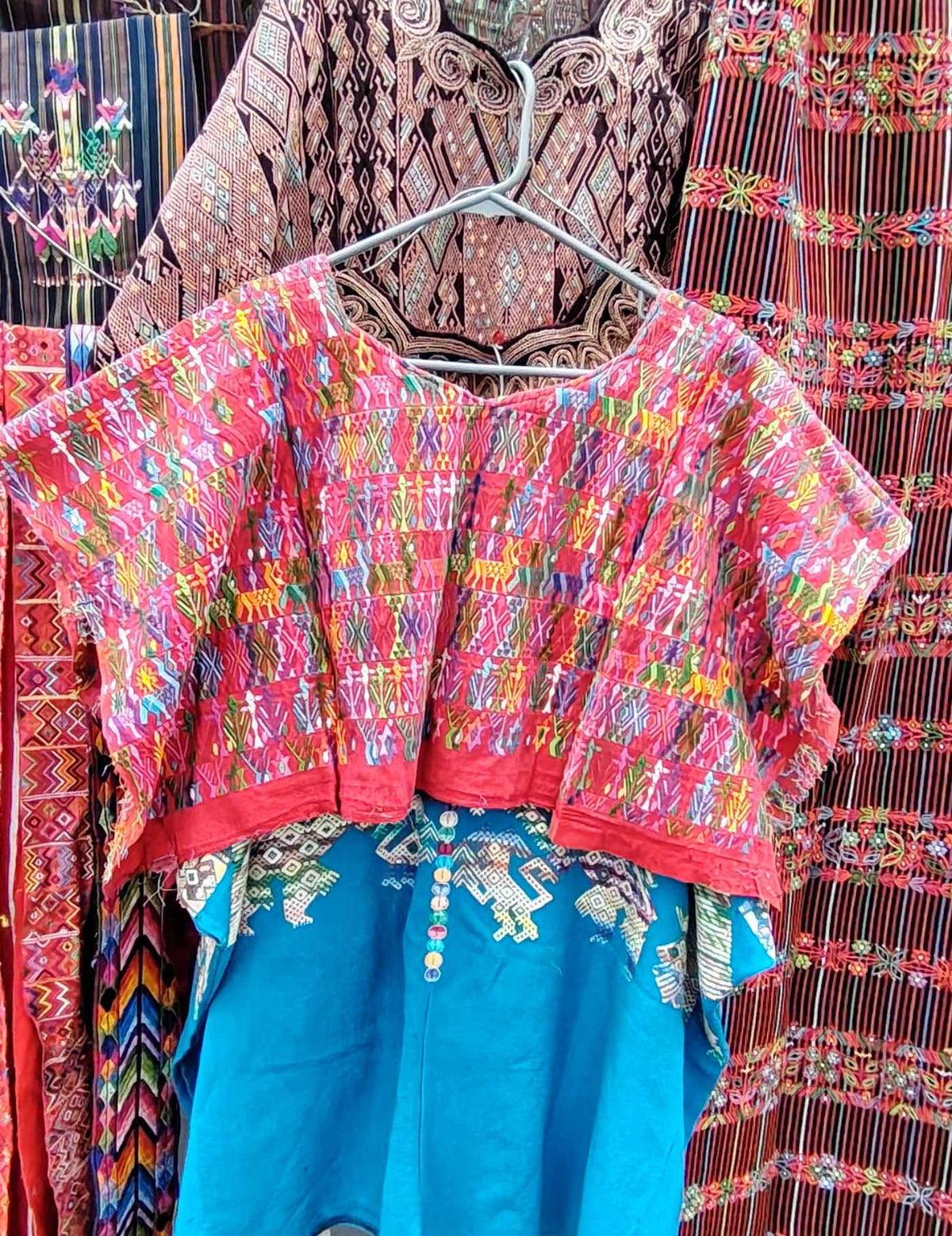 Red with Deer Cobán Huipil #10-47