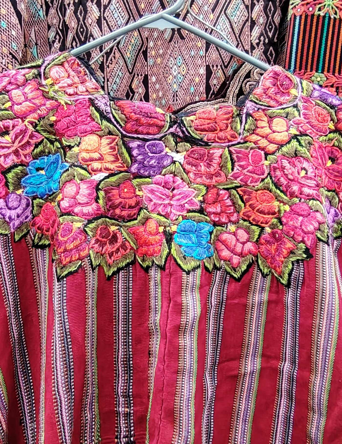 Red Stripes and Floral Patzún Huipil #10-49