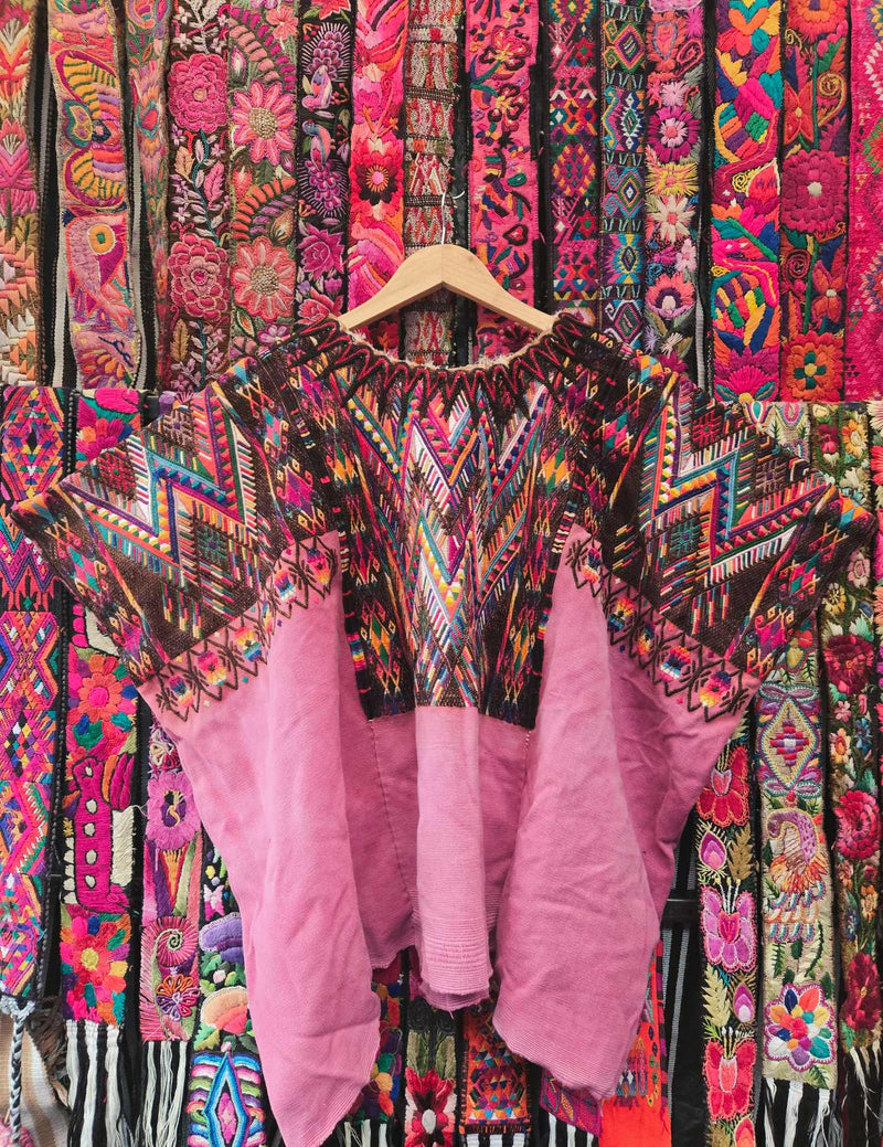 Geometrics on Pink Chichicastenango Huipil #10-70