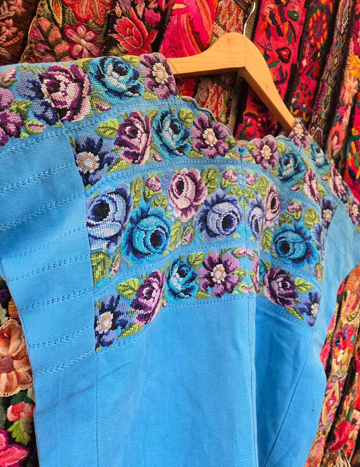 Roses on Blue Comalapa Huipil #10-74