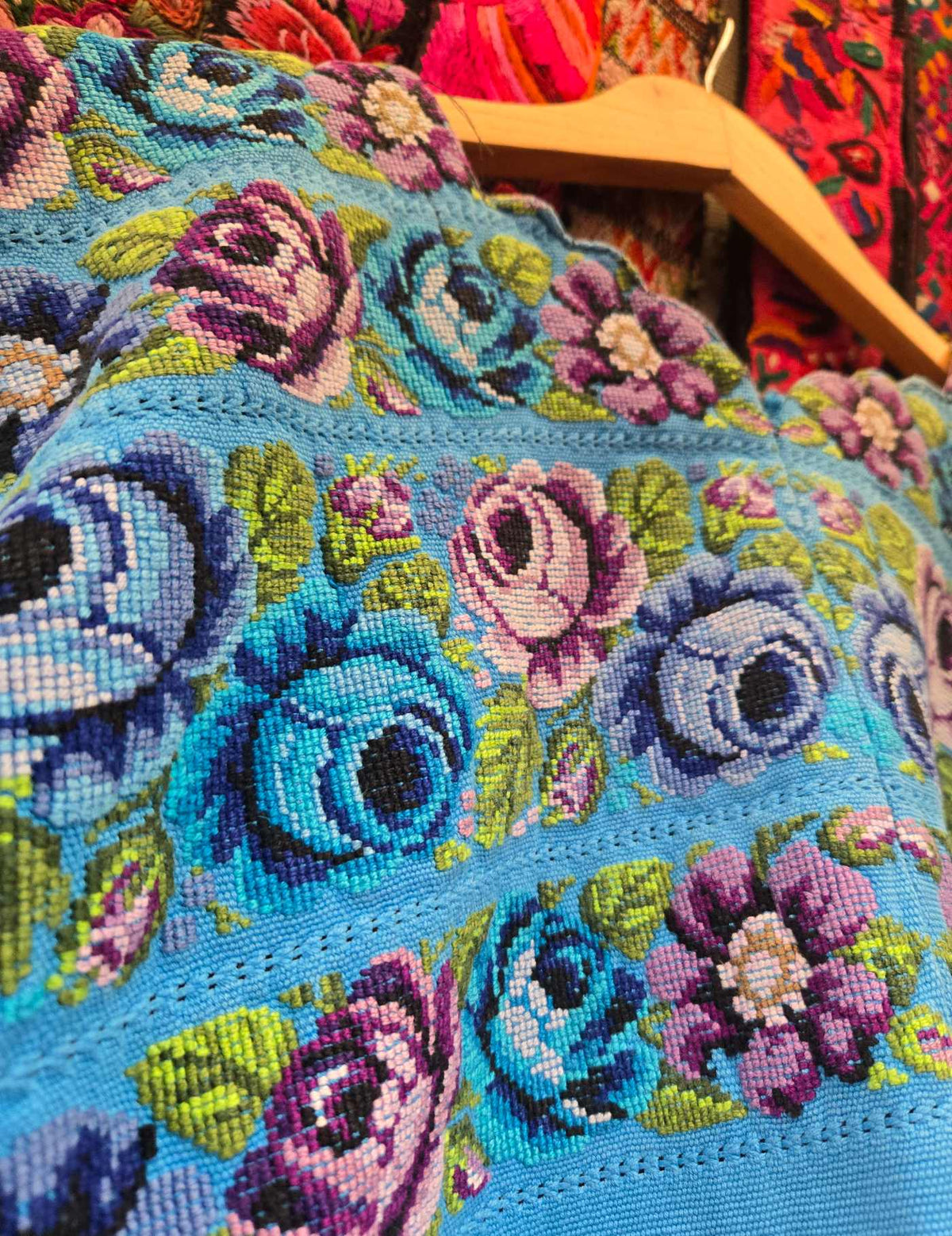 Roses on Blue Comalapa Huipil #10-74