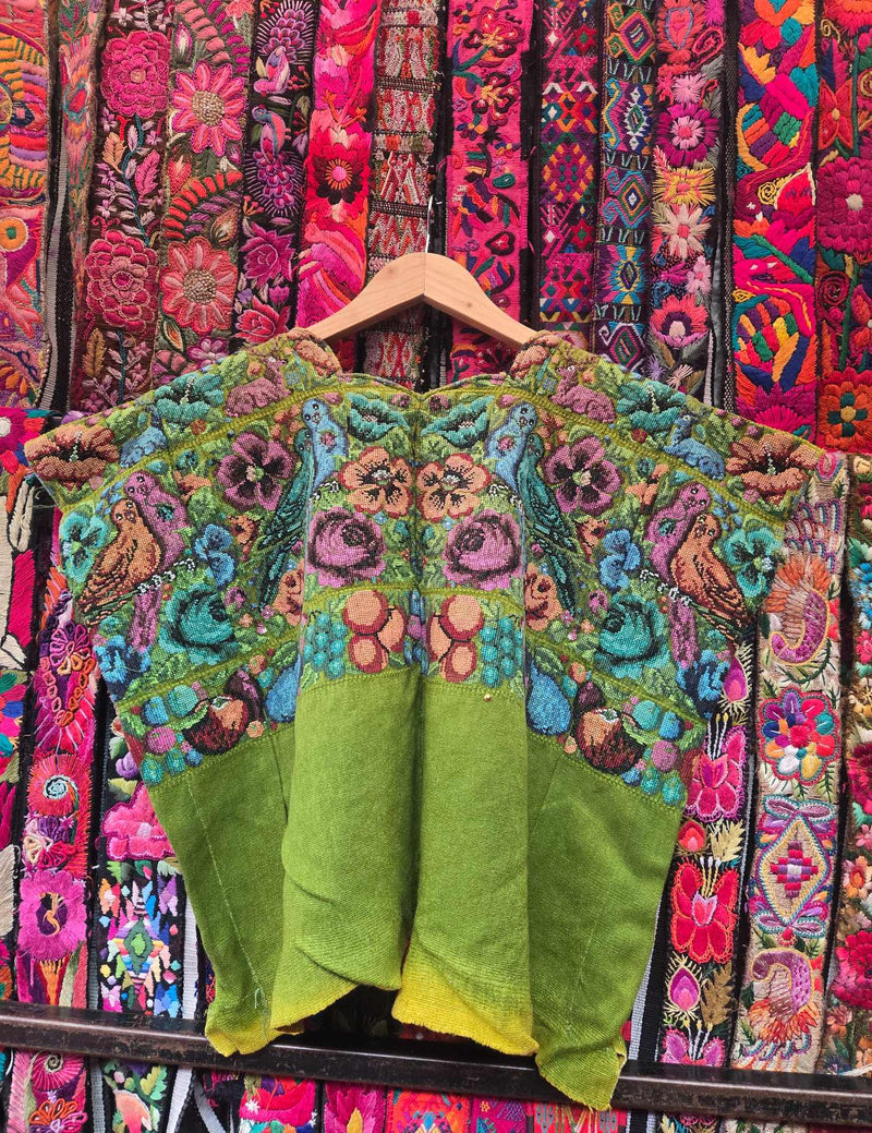 Floral on Kelly Green Comalapa Huipil #10-75
